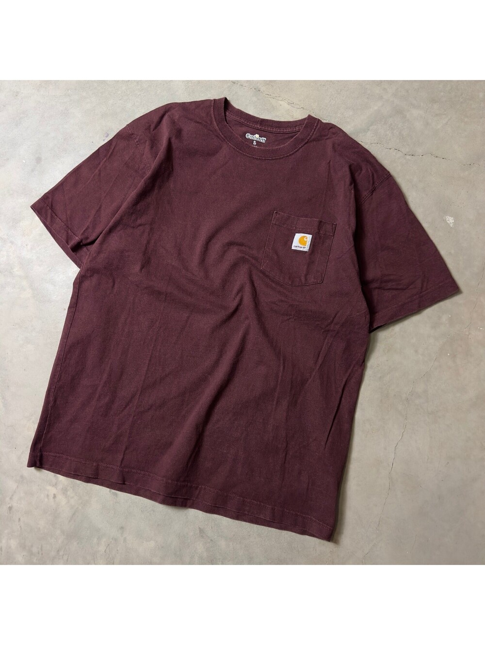 Carhartt Pocket T-Shirt Mens L Burgundy Workwear Tee